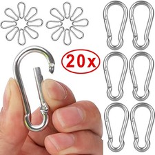 20 PCS Stainless Steel Carabiners Spring Snap Hooks Heavy Duty Keychain Clip NEW