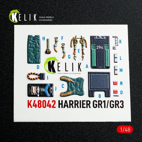 Kelik K48042 - 1:48 Harrier GR1/GR3 Interior 3D Decals For Kinetic Kit - Neu-image