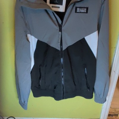 Hollister Men's Colorblock Hooded Full Zip Softshell Jacket Size S Gray/Black