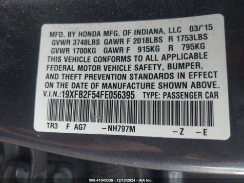 CIVIC 2015 Transmission Shift 1579053 - Picture 9 of 12