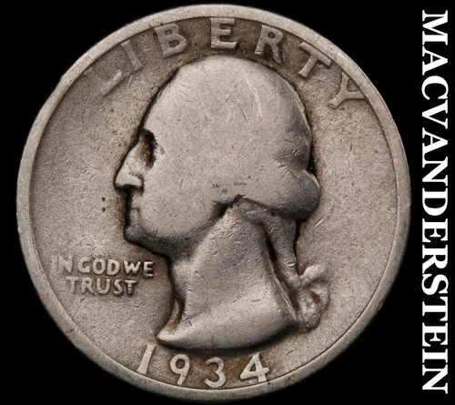 1934 Washington Quarter- Silver- Scarce Better Date No Reserve #J4155