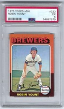 1975 Topps Mini Robin Yount Rookie Baseball Card RC #223 Brewers HOF - PSA 5 EX