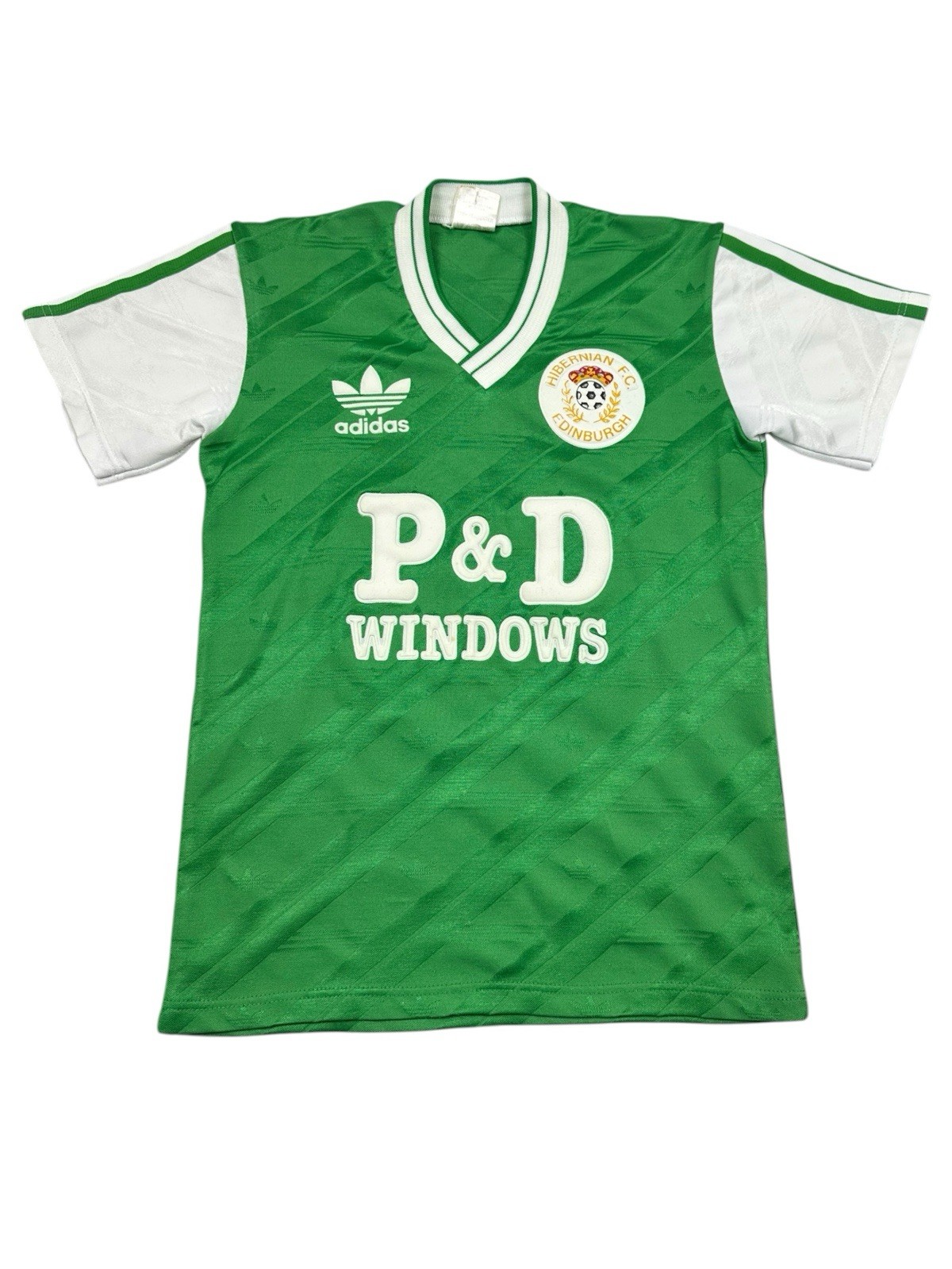 Vintage 1987 Hibernian FC Adidas Soccer Jersey P&D Windows Youth Large Football