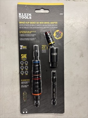 New Klein Tools 32984 Impact Flip Socket Set With Swivel Adapter