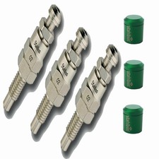 3x stahlbus bleeder screw with venting valve M6x1.0x16mm + Alu caps green
