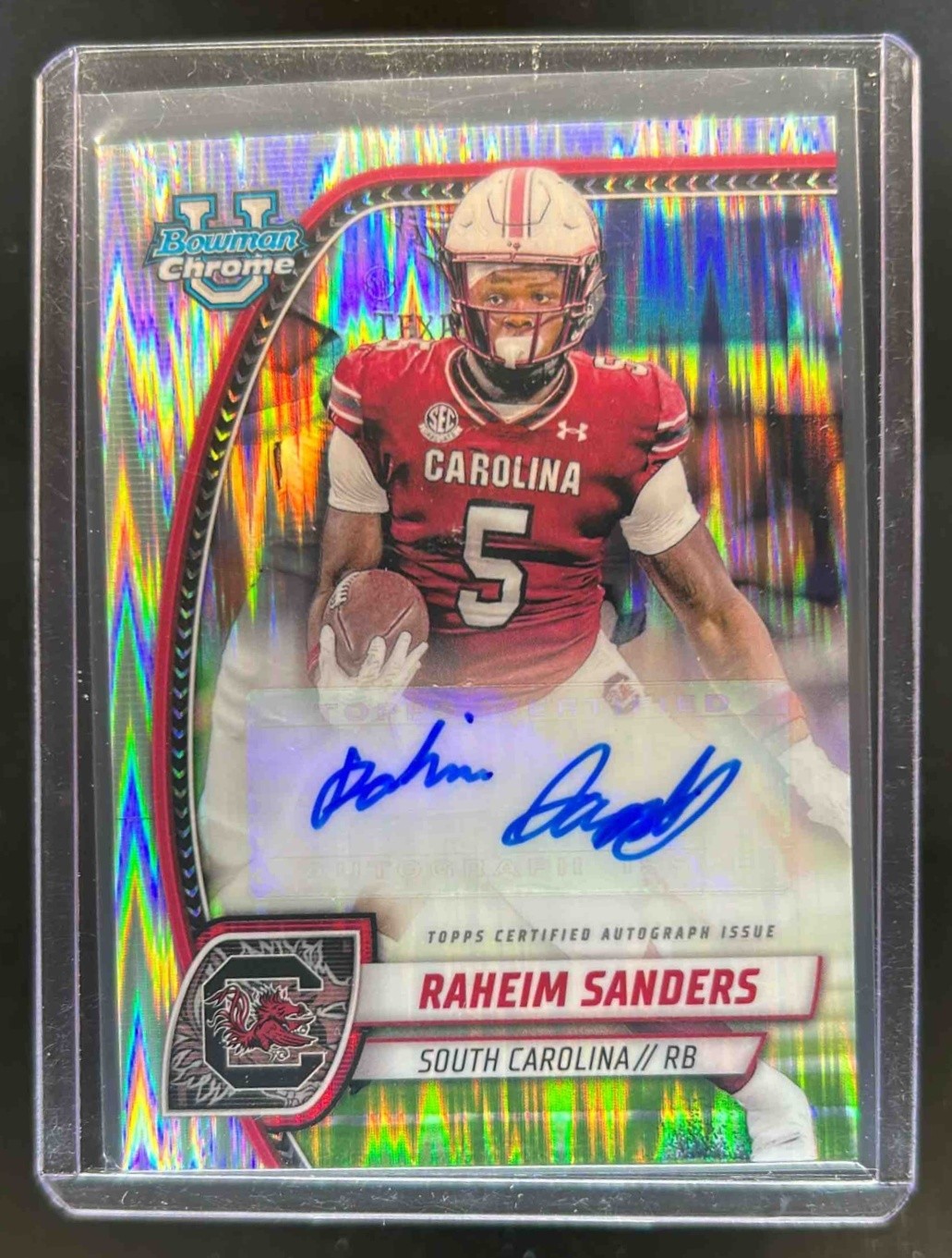 2024 Bowman Chrome U Raheim Sanders Prospect Auto Stealth Refractor #PA-RSA