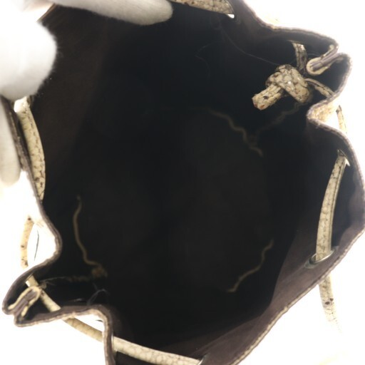 MARCO MASI Python Pattern Drawstring Bag Beige Br… - image 6