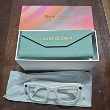NEW Open Box Demabon AI Smart Glasses W Camera And Anti Blue Light Lenses White