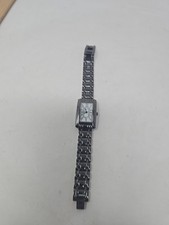Liz Claiborne Women Watch 22mm Rectangle Dial Crystal Bling Bezel Silver Tone