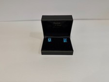 Vintage c. 2002 Blue Topaz Emerald Cut Earrin...