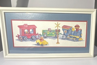 Ava Freeman Framed Nursery Print Teddy Bears on Trains 