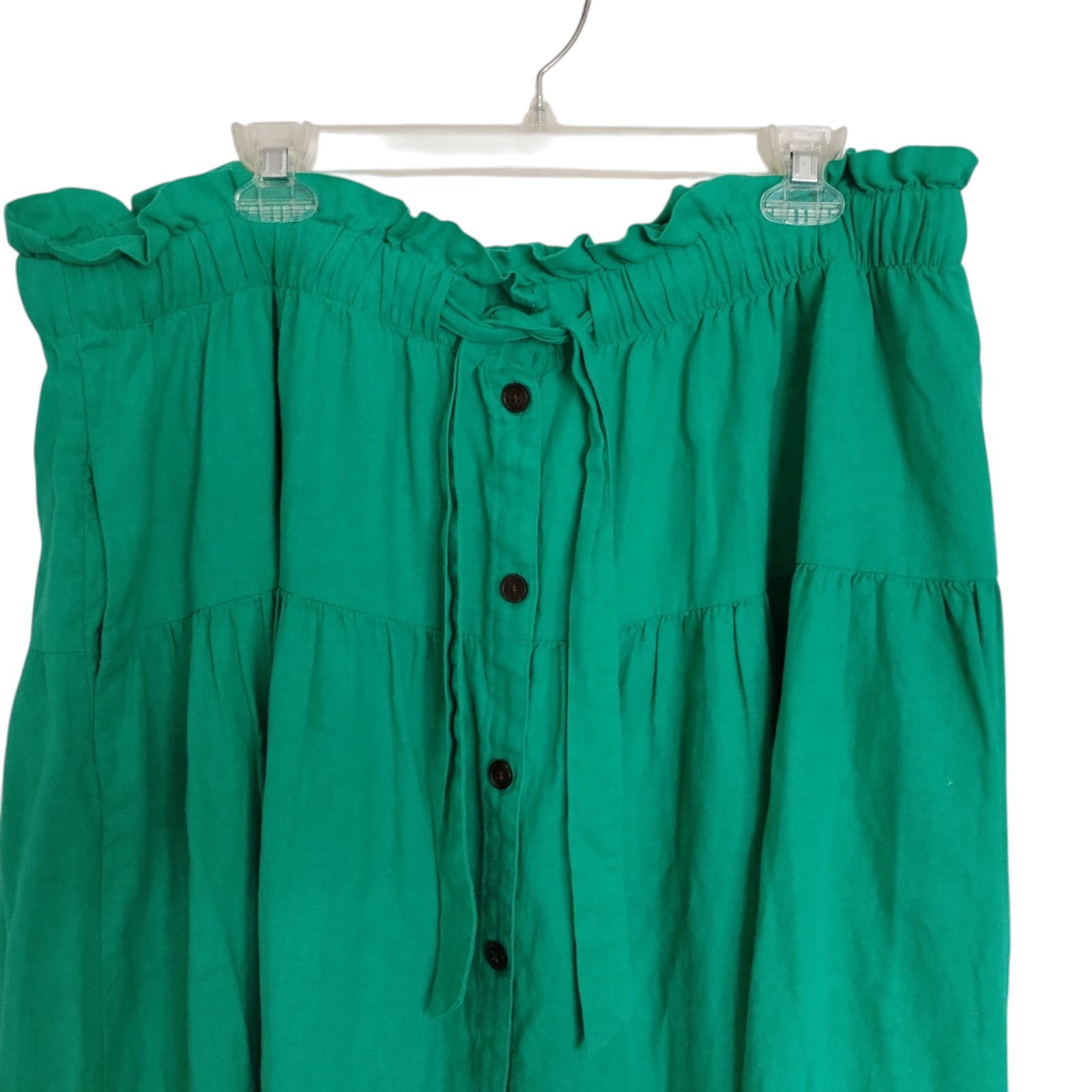 Universal Thread Green Tiered Button Front Midi S… - image 2