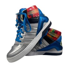Adidas Hard Court Hi Men 10 Silver Blue Multicolor High Top Sneakers