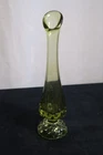 Vintage Fenton Olive Green Hobnail Glass Bud Vase 9 "
