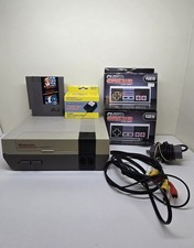 Nintendo NES Console NES-001 Aftermarket Controllers & Cables W Mario Duck Hunt 