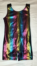 Danskin Leotard Biketard Rainbow Foil Gymnastics 4-6