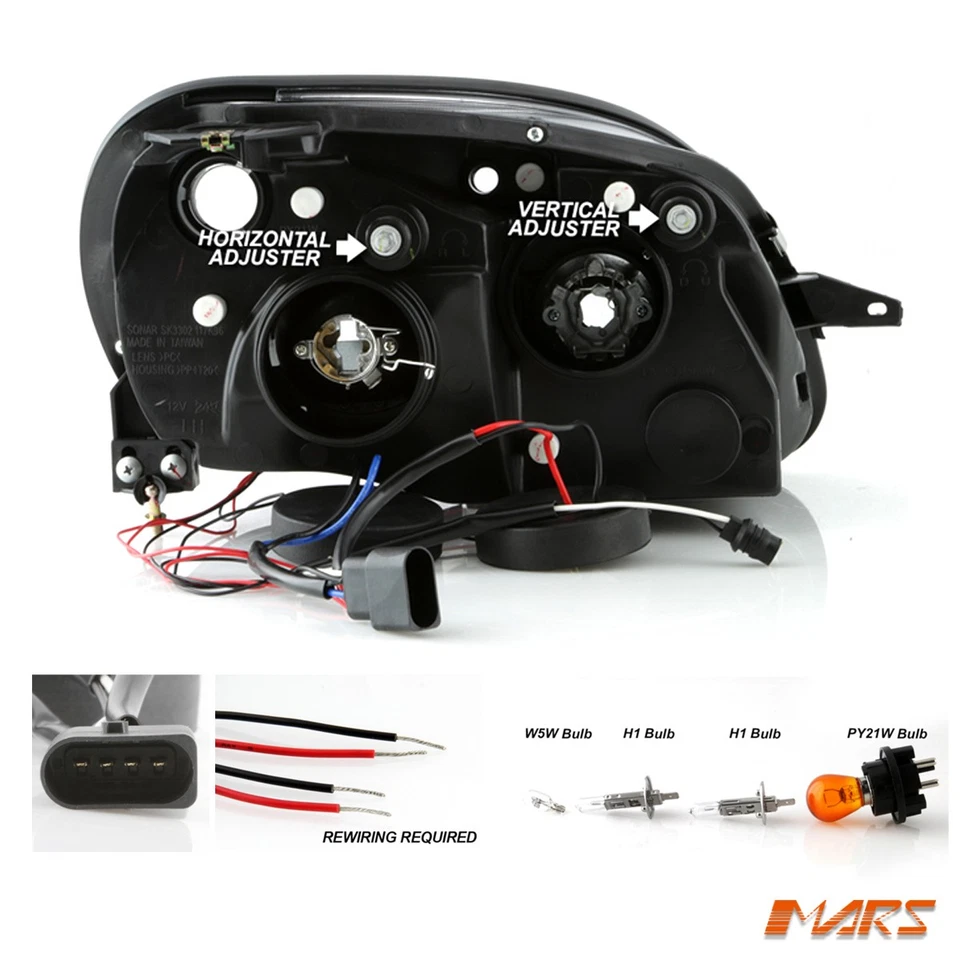 Clear CCFL Angel-Eyes Head Lights for Mercedes-Benz SLK R170 SLK200 SLK320 SLK32 - image 3 of 3