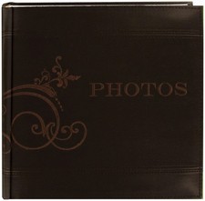 Pioneer Embroidered Scroll Leatherette Photo Album 8"X8" -Brown