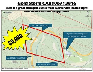 Gold Storm 29.15acre Trinity River Mining Claim CA with big gravel bars access