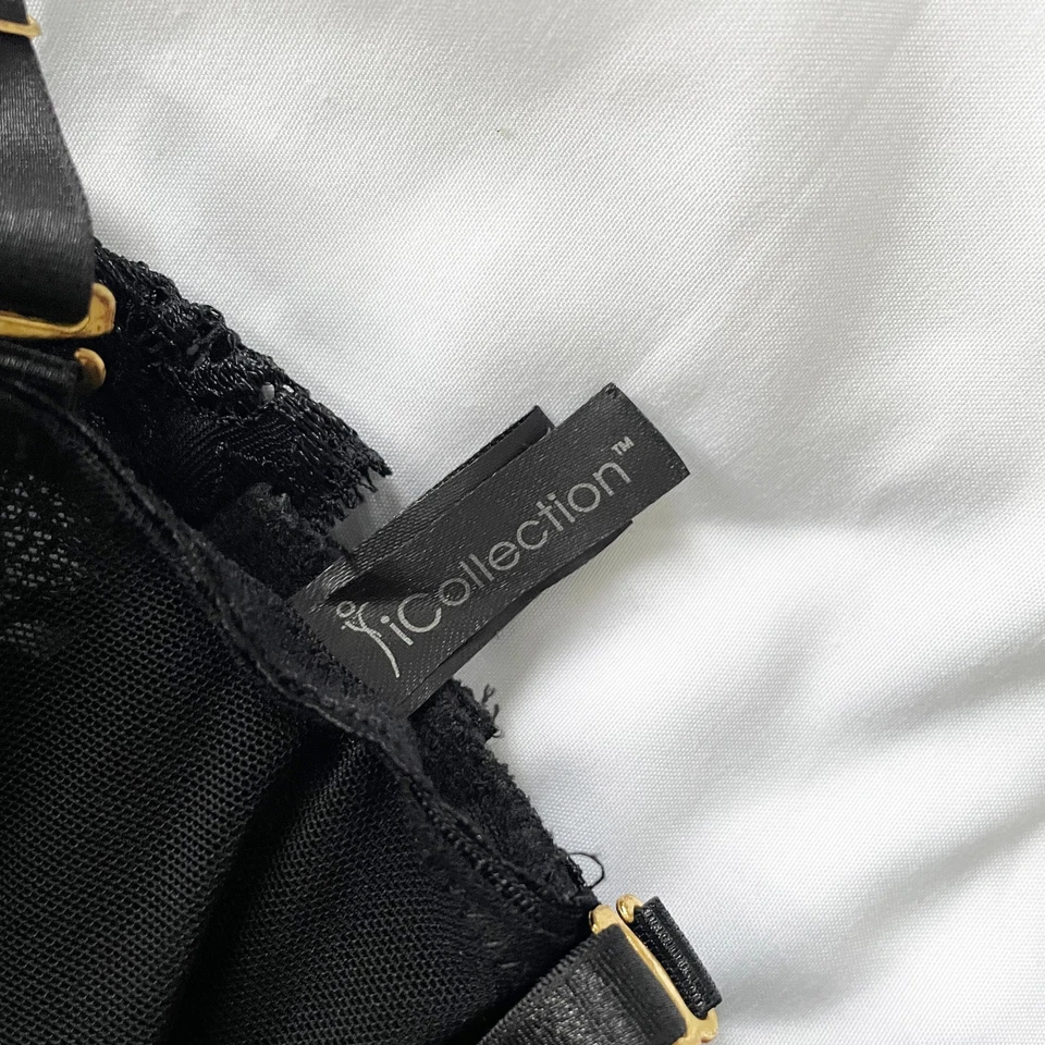 Corsé Bustier recortado superpuesto de encaje negro talla 30C Foto 3 de 3