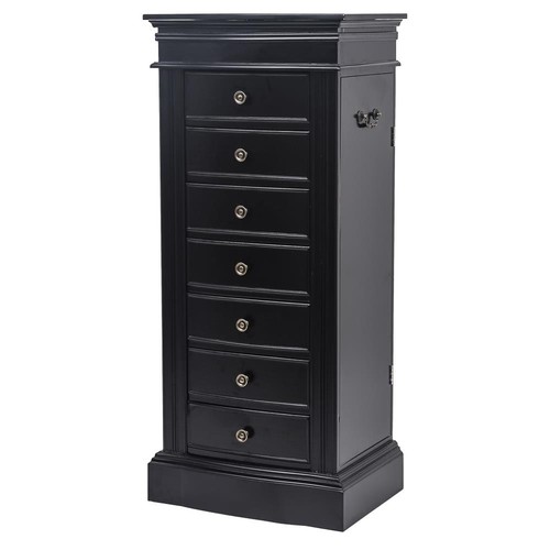 Jewelry Cabinet Armoire - Walnut Finish Wood Storage Chest With Stand & Organizer (Requires Assembly)
