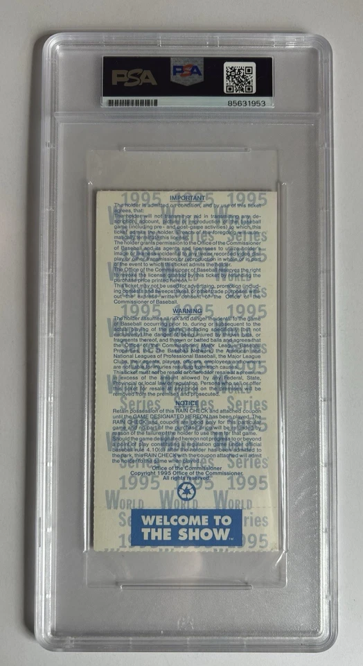 John Smoltz Signed 1995 World Series Game 1 Ticket Stub Braves Auto PSA/DNA - Image 3 of 3