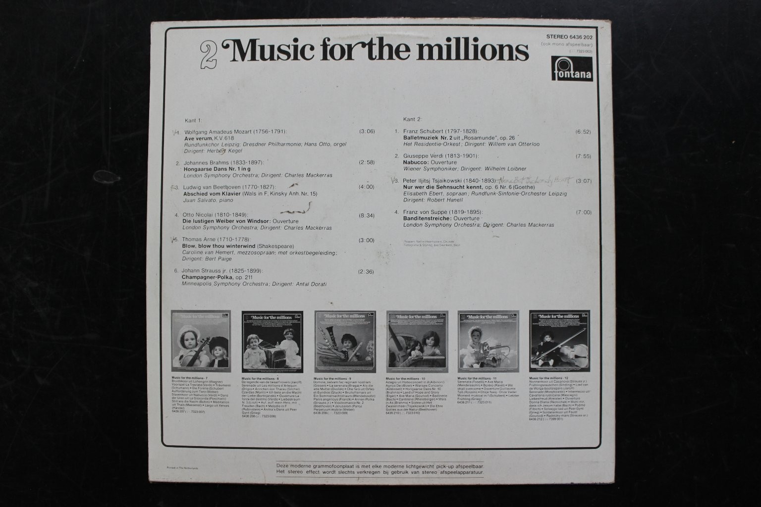 Fontana "Music for the millions 2" Classical Vinyl LP Various Artists Stereo