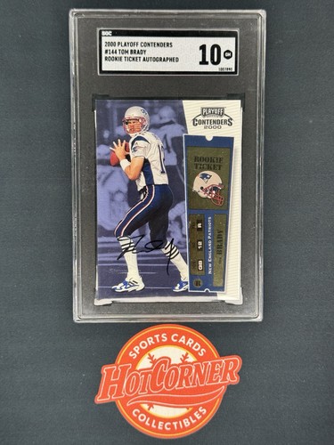 2000 Playoff Contenders Rookie Ticket Auto #144 Tom Brady SGC 10 Patriots Pop 6