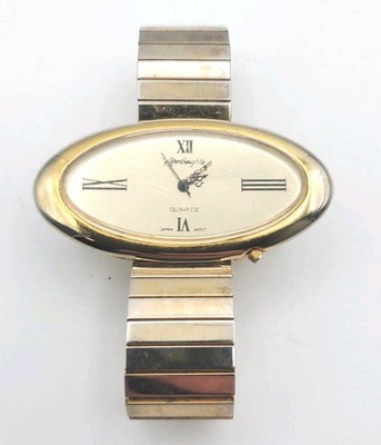 VTG Women Gold Tone Watch Metal Band Easy Read Dial New Battery Retro Style