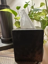 JAN BARBOGLIO tissue box holder 🌹 RETIRED hammered 5"5" iron Forged SIGNED VTG