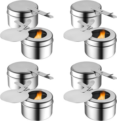 8 Pack Chafing Fuel Holder, Stainless Steel Fuel Holders with Safety Cover, Cann