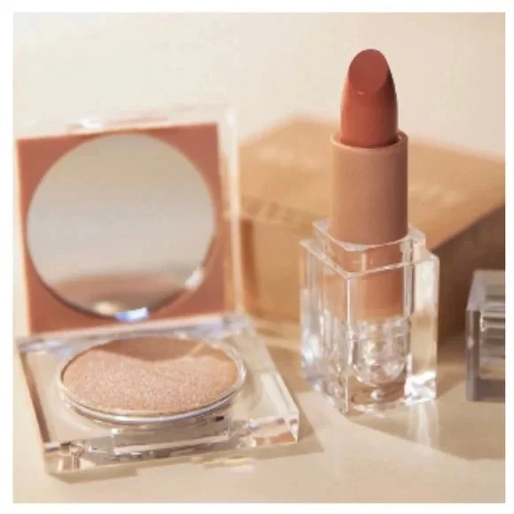 KKW Beauty DUO SET Enchanting Creme Lipstick Tempting Highlighter RARE 2017 NIB - Image 4 of 4