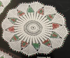 Vintage Bead Crochet PATTERN Christmas Bells  14” Table Top DOILY