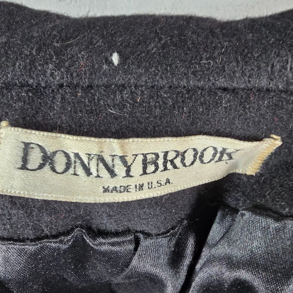 Vintage 1980s Donnybrook Black Hockanum Wool Double-Breasted Long Coat (8P) - Image 4 of 4