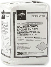 4 x 4 inch Gauze Sponges  8-Ply Woven Non-Sterile Gauze 200