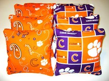 CLEMSON TIGERS CORNHOLE BEAN BAGS 8 BAGGO TAILGATE TOSS TOP QUALITY BANDANA