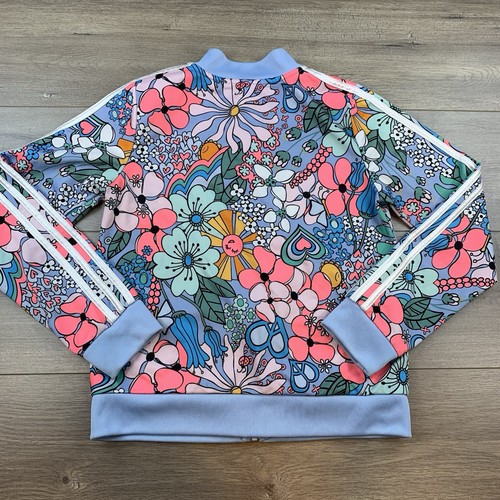 Adidas Floral Tricot Full Zip Activewear Track Jacket Girl’s Youth XL (16) Retro - Picture 2 of 18