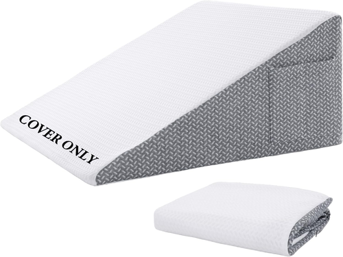 Bed Wedge Pillow Cover Bed Wedge Pillowcase with Side Pocket & Zipper-Soft, B...