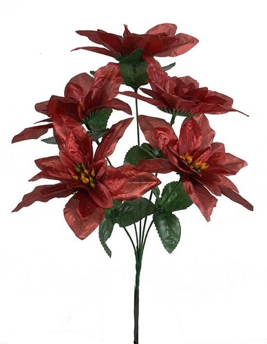 Metallic Xmas Poinsettia Flower 35cm For Christmas Party Wedding & Home Decor - Picture 2 of 4
