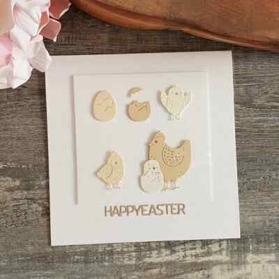 7 Cutting Dies Easter Chicken Chicks Stanzformen Ostern Huhn 3 Küken 2 Eier