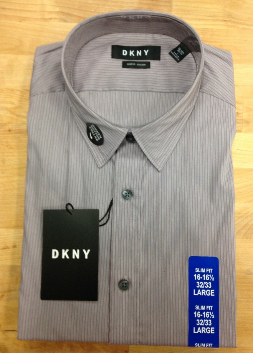 DKNY Men's Slim Fit Button Front Stretch Dress Shirt