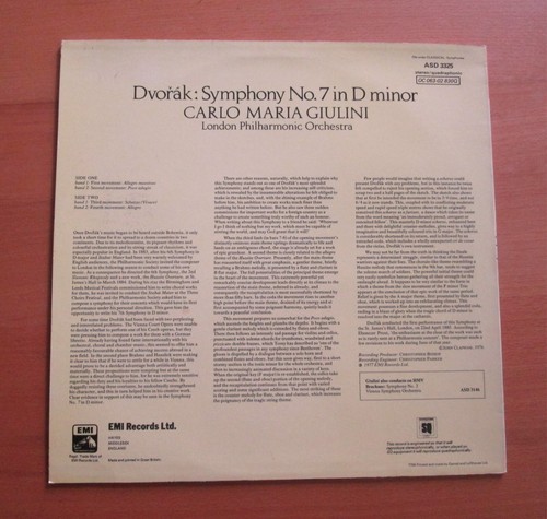ASD 3325 ED1 Dvorak Symphony no. 7 Carlo Maria Giulini EX Quad EMI 1st - Picture 5 of 5