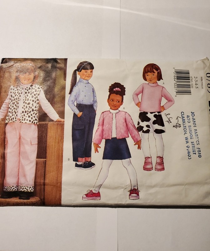Butterick Girl's Pants Skirt Vest Top Jacket Pattern Sizes 2 3 4 5 Fast & Easy