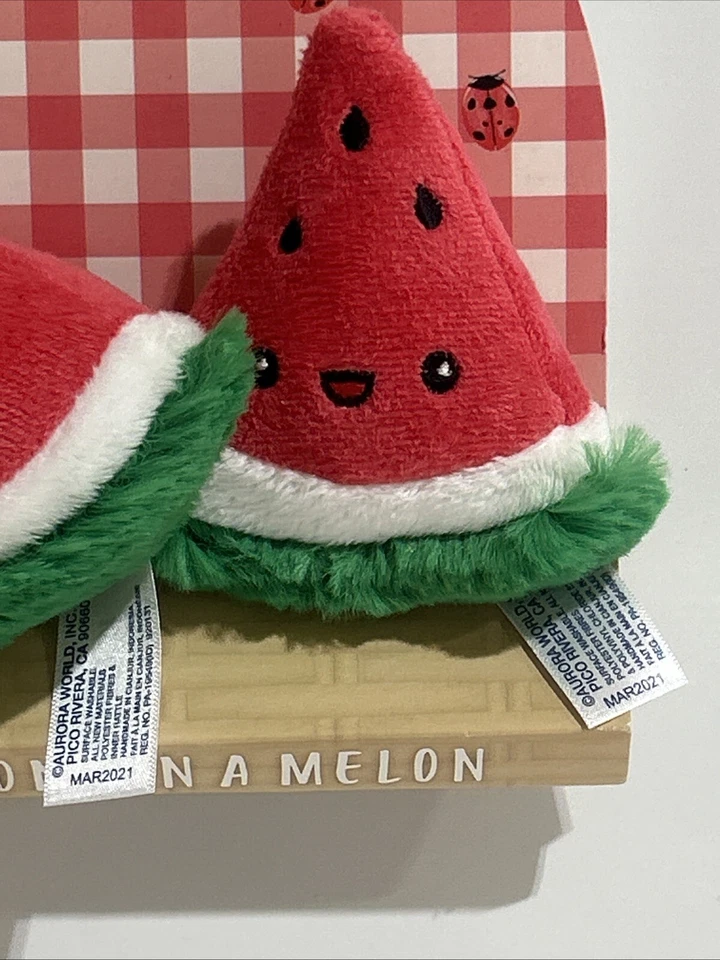 New Aurora 2 Piece Watermelon Rattle & Crinkle Plush Set You're One in a Melon - Image 3 of 4