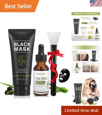 Charcoal Peel-Off Mask with Tea Tree Serum - Deep Cleansing & Hydrating Formula