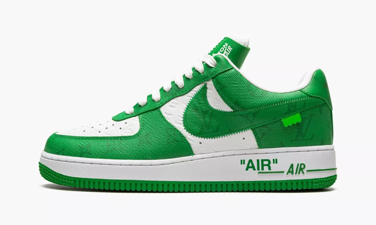 Nike Louis Vuitton Air Force 1 Low Virgil Abloh - White/Green Shoes - Size 7.5 - White / Green