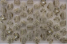 35pcs Fashion Gold P Jewelry Job Lots Filled Clear Rhinestone Wholesale Rings