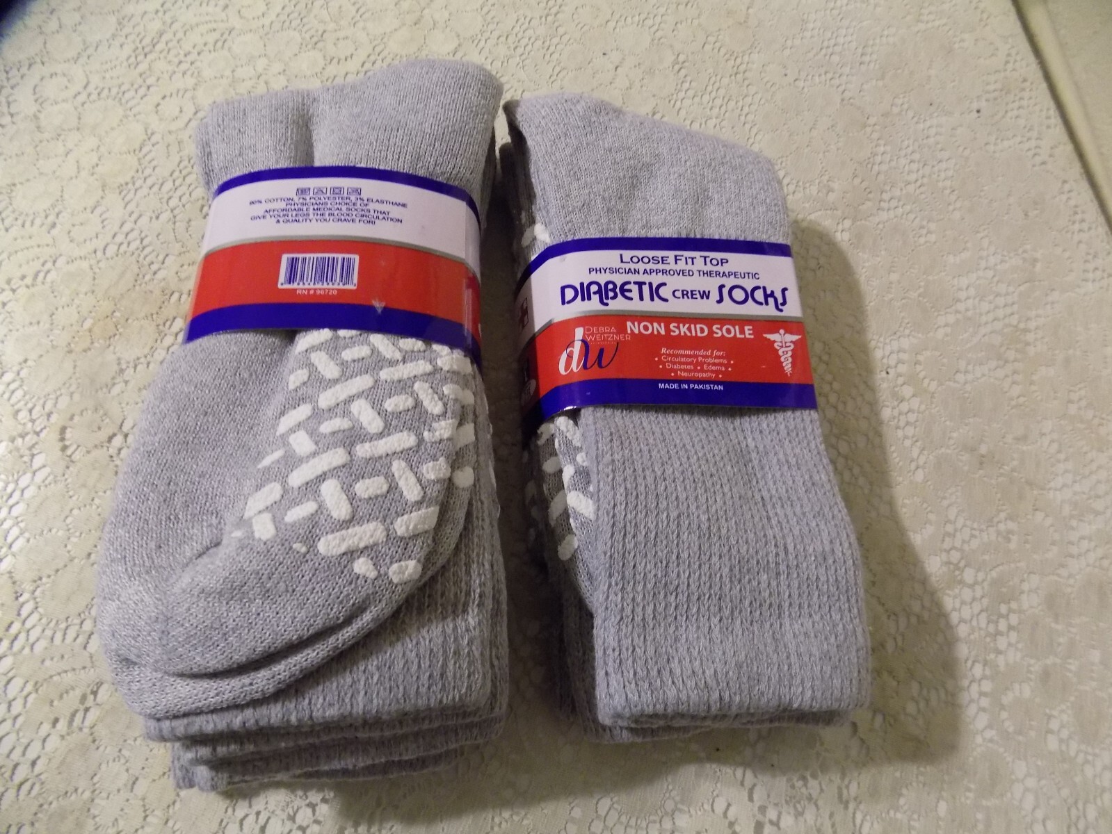 SAOLA NUOVISSIMO: Calze alla caviglia per diabetici con suola antiscivolo (10 13) cinque paia