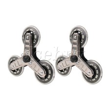 Shopping Cart Stair Climbing Wheel Tri-Wheels Replacement 8" Silver Pack of 2