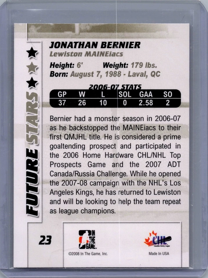 2007-08 In The Game Between the Pipes #23 Jonathan Bernier - Image 2 of 2